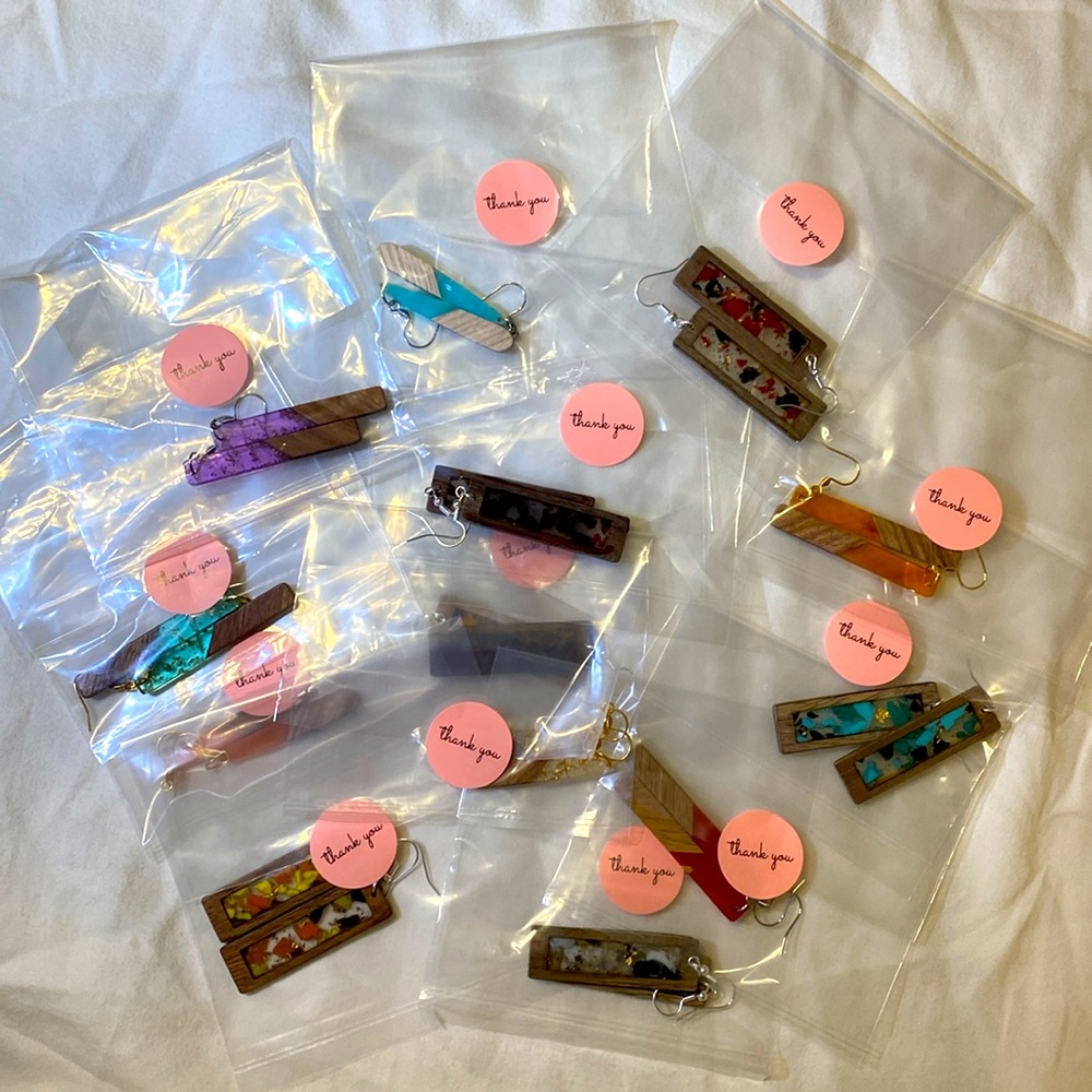Handmade Resin and Wood Earrings